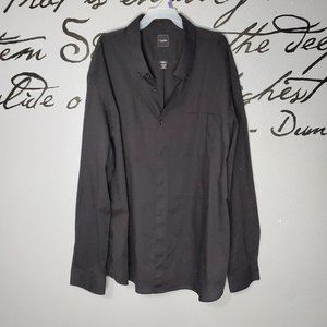 Corcini Men's Black Long Sleeve Button Up Shirt, XXL